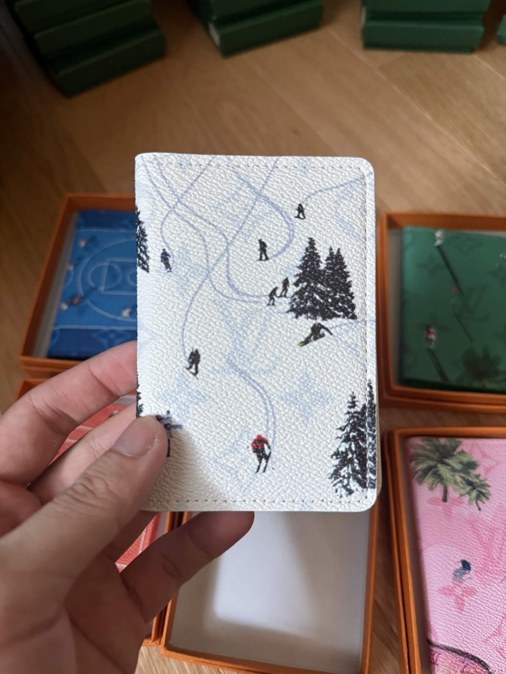 White Ski Print Passport/Card Holder